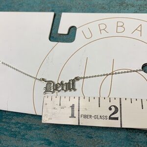 Silver Devil Nameplate necklace NWT